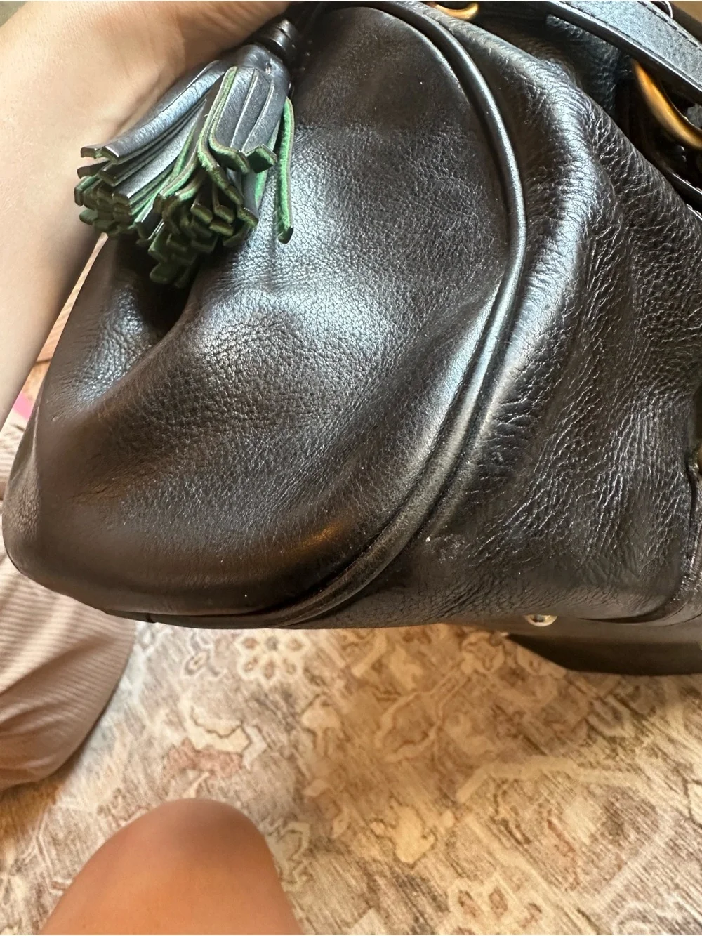 Dooney & Bourke Black Leather Satchel with Gold Hardware